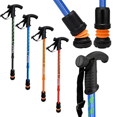Image of Flexyfoot Shock Absorbing Derby Handle Walking Stick Choice of Colours Available Here Improved Comfort, Improves Grip, Safety Colour: Blue