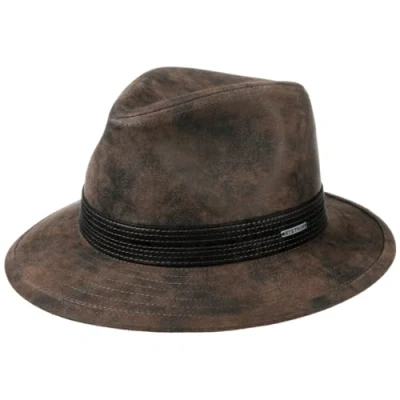 Image of Stetson Jacky Pigskin Traveller Leather Hat Men Men&#039;s with Lining Autumn Summer Spring Winter L (58 59 cm) Brown