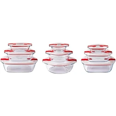Image of Pyrex® Cook &amp; Heat Set of 9 Glass Dishes with Airtight Lids Microwave Safe BPA Free