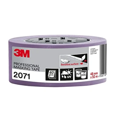 Image of 3M Professional Masking Tape 2071, Sensitive Surfaces, Painter&#039;s 1 Roll, 48 mm x 50 m, UV stable, Water Resistant, For Indoor &amp; Outdoor Painting and Decorating