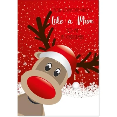 Image of doodlecards Like a Mum Christmas Card Rudolph in Snow Medium Size for with Plain Envelope
