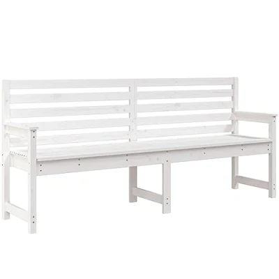Image of vidaXL Garden Bench White 203.5x48x91.5 cm Solid Wood Pine Wooden Picnic