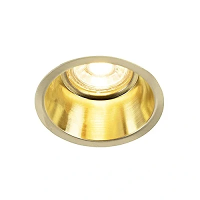 Image of Qazqa Design Recessed Spotlight I Downlight Gold Dept Suitable for LED GU10 1 Way Light Aluminium Living Room Kitchen Bedroom