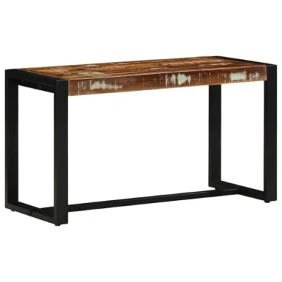 Image of vidaXL multicolour reclaimed wood bench 80x35x45 cm hallway/garden furniture with metal legs