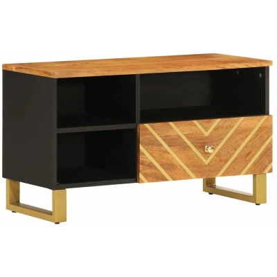 Image of vidaXL TV Cabinet Brown and Black 80x33.5x46 cm Solid Wood Mango