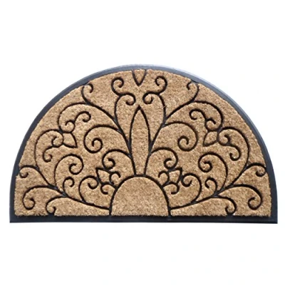 Image of EHC Heavy Duty Thick Coir &amp; Rubber Non Slip Half Moon Entrance Door Mat, 40 X 70 cm