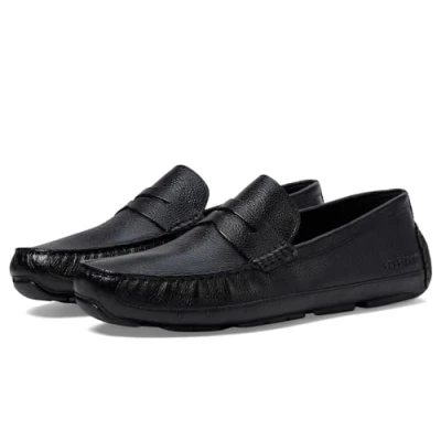 Image of Cole Haan Men&#039;s Wyatt Penny Driver Driving Style Loafer, Black/Black, 9.5 UK