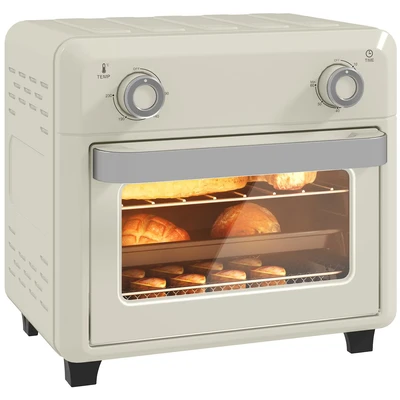 Image of Homcom 10L Air Fryer Oven, Electric Grill, Roast, Bake, 1000W, Cream