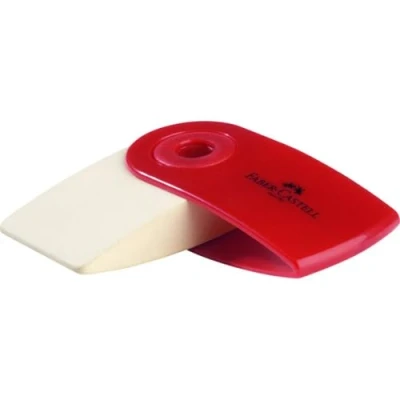 Image of Faber Castell Pack of 1 Plastic Erasers Sleeve Mini Rotating Red or Blue Pink