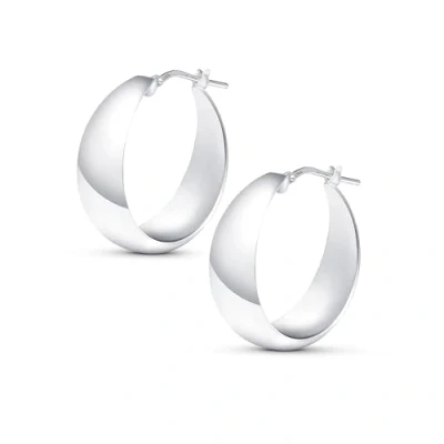 Image of Amberta Women Handmade 925 Sterling Silver Chunky Hoop Earrings: Earrings 25 mm