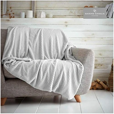Image of GC GAVENO CAVAILIA Teddy Throws, Snuggle Blanket For Bed, Thermal Fleece Blankets, Silver, 200X240 Cm