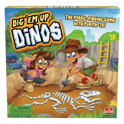 Image of Dig &#039;em Up Dinos: The Fossil Finding Game with Fun Facts! Kids Games For 2 4 Players Ages 4+