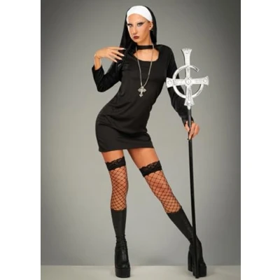 Image of Struts Womens Short Sexy Nun Costume (Medium (UK 12 14))
