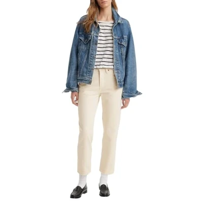 Image of Levi&#039;s Women&#039;s 501 Crop Jeans, Ecru Booper No Damage, 32W / 28L