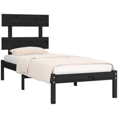 Image of vidaXL Bed Frame without Mattress Black 100x200 cm Solid Wood