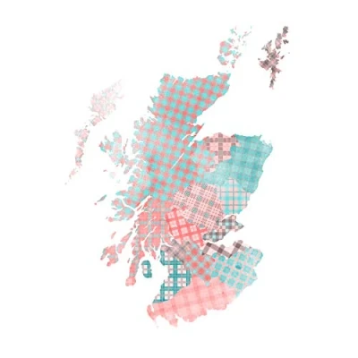 Image of Scotland Tartan Map Pink Large Art Print Poster Wall Decor 18x24 inch