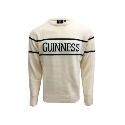 Image of Guinness Official Men&#039;s Knit Sweater with Green Text, Cream Colour