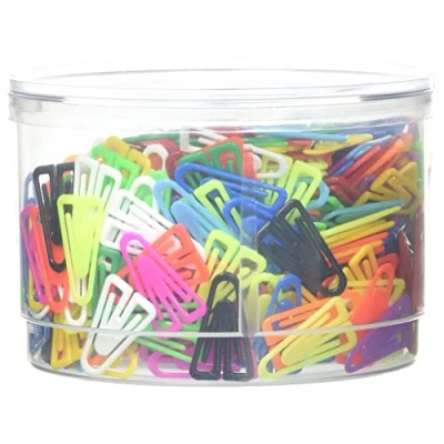 Image of Laurel Plastiklips Reusable &amp; Recyclable Paperclips Assorted 25mm Tub of 500