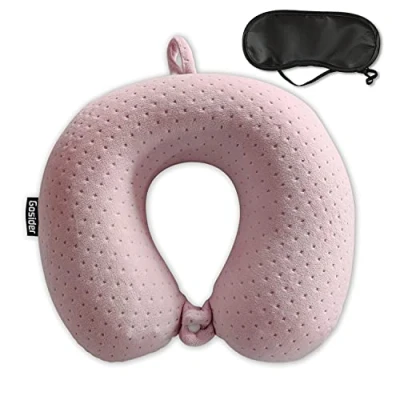 Image of Gosider Neck Pillow for Travel Pink Comfortable Memory Foam Pillows U Shape and Head Support Portable Planes, Trains, Self Driving Cars