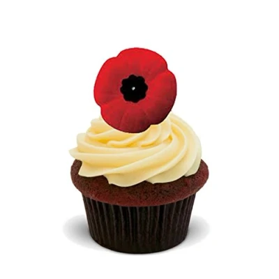 Image of Made4You Poppy Edible Cupcake Toppers Stand up Wafer Cake Decorations (Pack of 12)