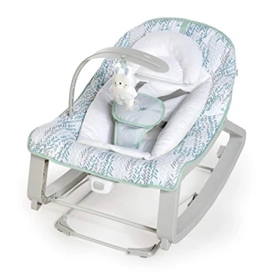 Image of Ingenuity, Evolutive Bouncer and Jumping Seat Keep Cozy 3 in 1 Spruce, Soothing Vibrations, Play Arch, 5 Harness Points, 2 Tilt Positions, Neutral, from Birth to 18 kg, Grey
