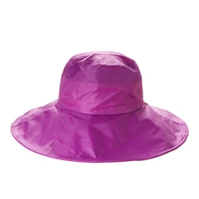 Image of Outdoor UV Protection Rain Cap Waterproof Hat Wide Brim Bucket (Magenta)