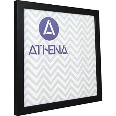 Image of Athena Black Woodgrain Thin Block Premium Wood Picture Frame 30 x 30cm cm Square Photo 30x30 with Clear Styrene Sheet &amp; Wall Mounted Hook