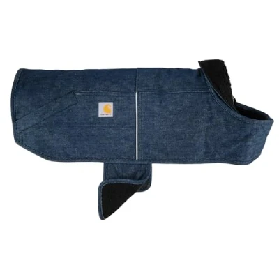 Image of Carhartt Firm Duck Insulated Dog Chore Coat, Durable Weather Resistant Jacket for Cold and Windy Conditions, PFAS Free (Denim), Large