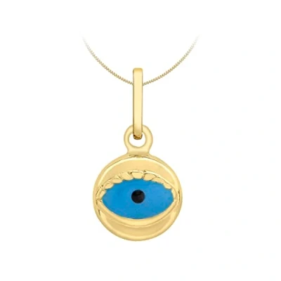 Image of Carissima Gold Women&#039;s 9ct Yellow Enamel Evil Eye Pendant on Curb Chain Necklace of 41cm/16&quot;