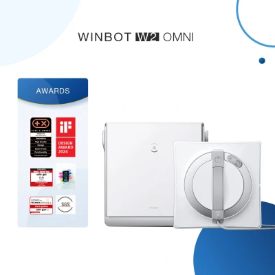 Image of ECOVACS W2 OMNI Window Cleaning Robot with Multi functional Station, Glass 12 tier Protection System, Industry leading Edge Mode &amp; 3 nozzle Spray Atomization Technology