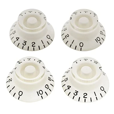 Image of Musiclily Pro Left Handed Imperial Inch Size Guitar Bell Top Hat Knobs for USA Made Les Paul Style, White(Set of 4)