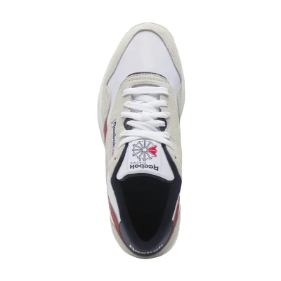 Image of Reebok Men&#039;s Classic Nylon Sneaker, FTWR White/Flash Red/Vector Navy, 5.5 UK