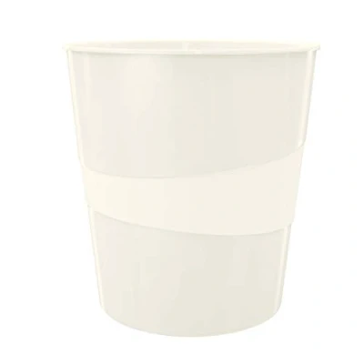 Image of Leitz 15 Litre Waste Bin, Plastic, WOW Range, Pearl White