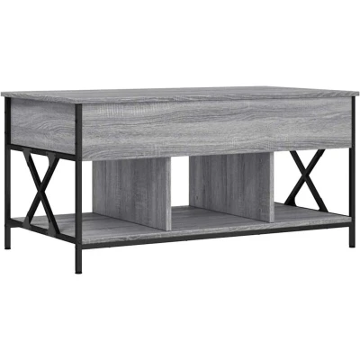 Image of vidaXL Coffee Table Grey Sonoma 100x55x50 cm Engineered Wood and Metal