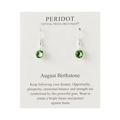 Image of Philip Jones August Birthstone Drop Earrings Created with Peridot Zircondia® Crystals