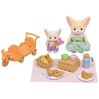 Image of Sylvanian Families Sunny Picnic Set Fennec Fox Sister &amp; Baby dollhouse playset 5698