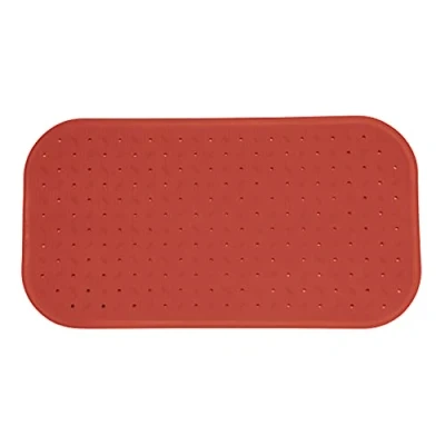 Image of MSV Premium shower, bath mat, antibacterial non slip with suction cups, terracotta red, smells of roses, approx. 36 x 76 cm washable at 60 C, Rubber, Large
