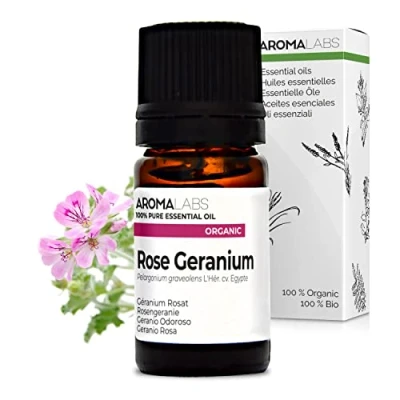 Image of BIO Rose Geranium Essential Oil 5mL 100% Pure, Natural, Chemotyped and AB Certified AROMA LABS (French Brand)