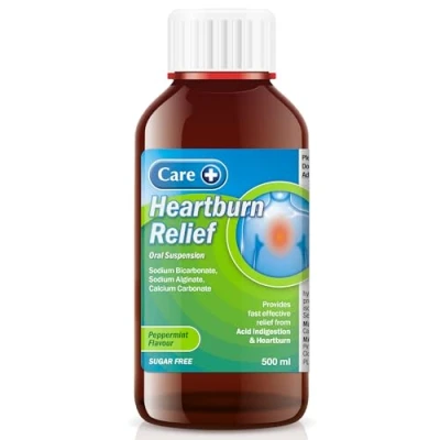 Image of Care Heartburn &amp; Indigestion Relief, Peppermint Flavour Oral Suspension, Fast Acting Soothing Formula for Acid Reflux and Indigestion, Gentle on Stomach, Long Lasting 1 x 500ml