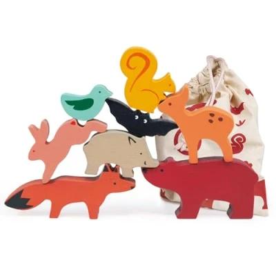 Image of Mentari Wooden Stacking Forest Balancing Toy Woodland Animal Blocks Game For Kids