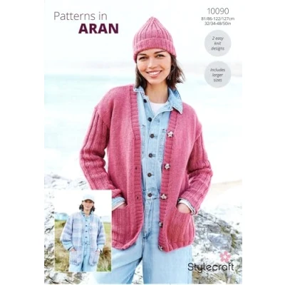 Image of Stylecraft Aran Knitting Pattern 10090 Ladies Cardigans (2 Easy Knit Designs)