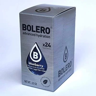 Image of Bolero Drink 24 Sachets 3g Sticks Fruit Prepared Powder Soluble For Fresh in Water Product, 72g Stevia Sweetened (Blueberry)