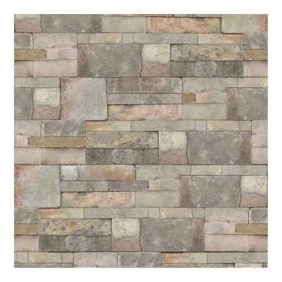Image of Contour Multicolour Sandstone 3D Effect Brick Wall Washable Wallpaper Paste The Design Multicoloured/Beige Feature or 4 Cover for Small Cracks