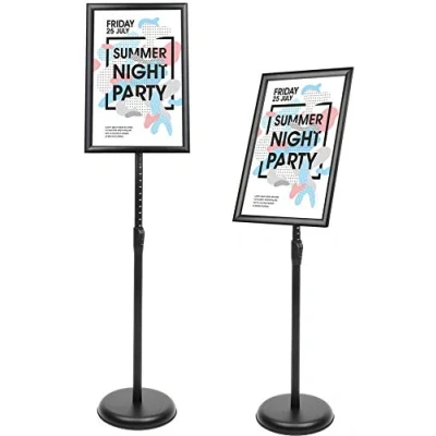 Image of YIYO A4 Poster Stand Floor Standing Sign Holder Snap Frame Adjustable Aluminum Stand, Menu Display Notice for Wedding/Business Activities Display（Black） (Black, A4)