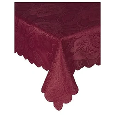 Image of Emma Barclay Damask Rose Jacquard Table Cloth in Wine 70x108 (178x274cm)