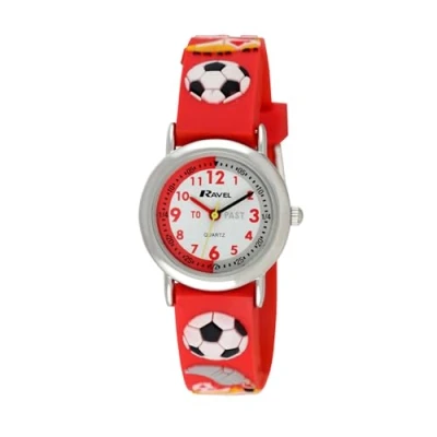 Image of Ravel Children&#039;s Red Football Time Teacher Watch