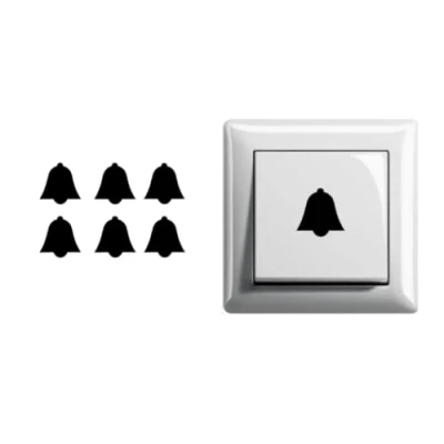 Image of Pack of 6 Bells Sticker Symbol Decal (RPMs4/1) (Black, 10 mm)