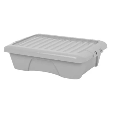 Image of Plastic Storage Boxes Home Upcycled 22L Box &amp; Lid Soft Grey Set Of 5