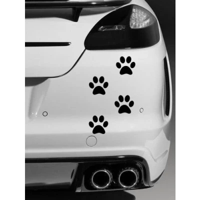 Image of 4 x Dog Paw Prints, Quality vinyl car stickers/Decals (Black)