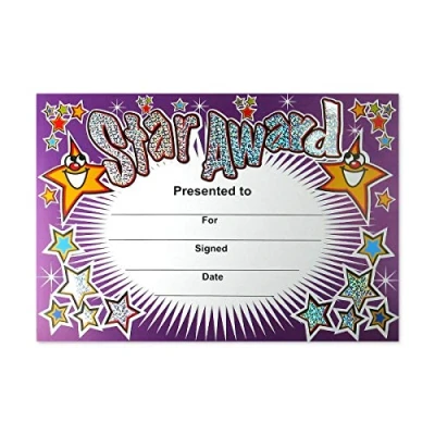 Image of SuperStickers Star Award Sparkling Certificate, DMC10014,20 x A5 certificates